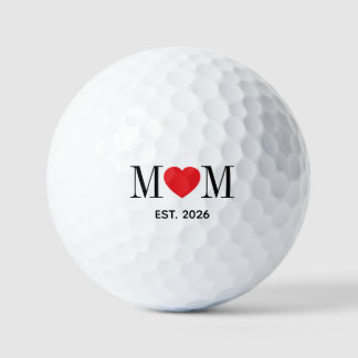 Minimalistische Mutter mit rotem Herzen Golfball