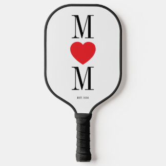 Minimalistische Mutter mit rotem Herzen Pickleball Schläger