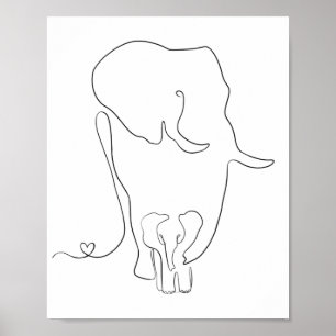 Minimalistische Mütter und Baby Elephant Kinderzim Poster