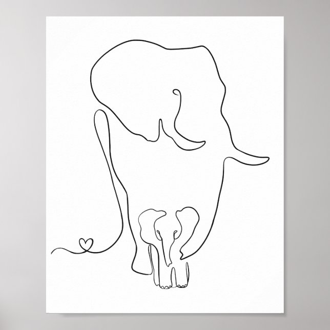 Minimalistische Mütter und Baby Elephant Kinderzim Poster (Vorne)