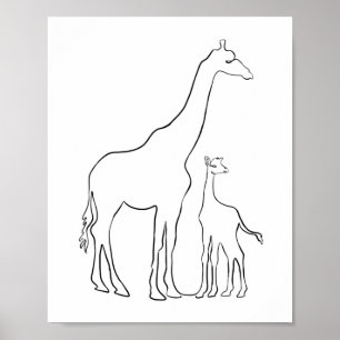 Minimalistische Mütter und Baby Giraffe Kinderzimm Poster