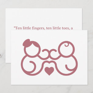 Minimalistische Mutter-und-Kind-Herzlinie Baby Sho Einladung