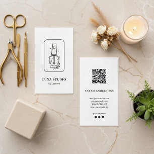 Minimalistische Nageltechniker Visitenkarte mit QR