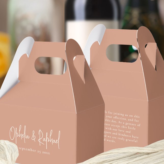 Minimalistische Namen Vielen Dank Cream Terracotta Geschenkschachtel (Front and back view)