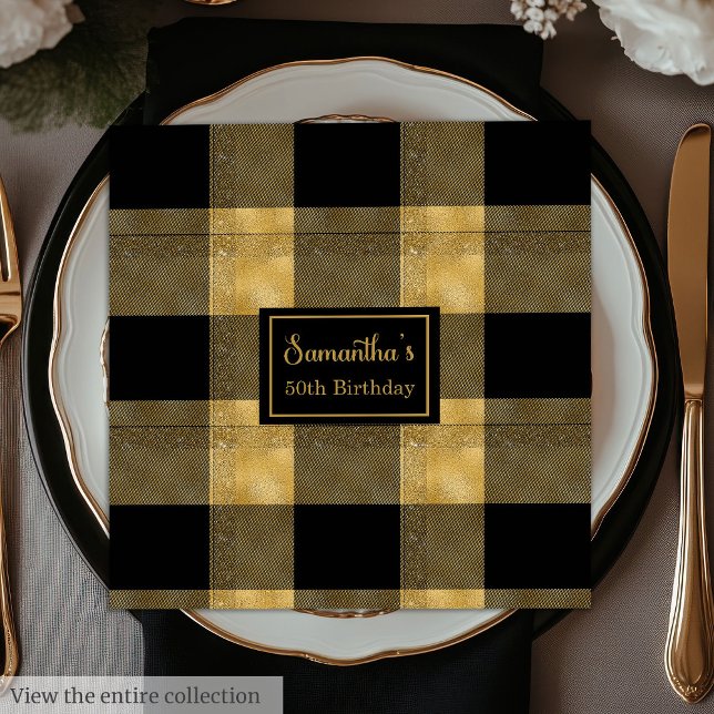 Minimalistische Napkins Black Gold Chic Feier Serviette (Minimalist Napkins Black Gold Chic Celebration)