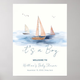 Minimalistische Nautical Sailboat Babydusche Willk Poster