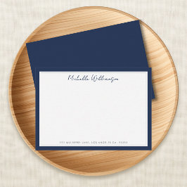 Minimalistische Navy-Blau-Zwei-Rahmen-Schrift-Name Mitteilungskarte