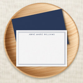 Minimalistische Navy-Blau-Zweirahmen-Name-Karte Mitteilungskarte