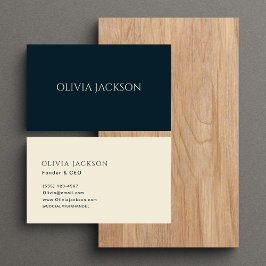 Minimalistische Navy Blue Clean Typografie Script Visitenkarte