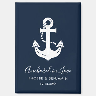 Minimalistische Navy individuelle Namen- und Datum Magnet