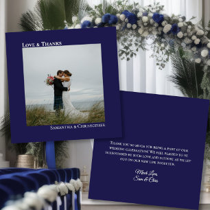 Minimalistische Navy-Liebe & Dank Foto & Note-Hoch Dankeskarte