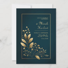 Minimalistische Navy- und Gold-Botanical-Hochzeit