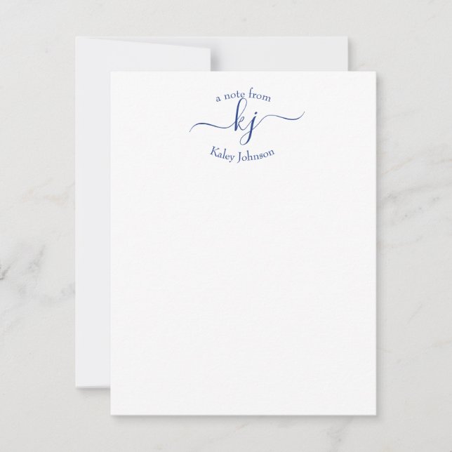 Minimalistische Navy White 2 Monogram-Namenskarte Dankeskarte (Vorderseite)