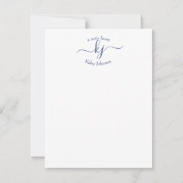Minimalistische Navy White 2 Monogram-Namenskarte Dankeskarte
