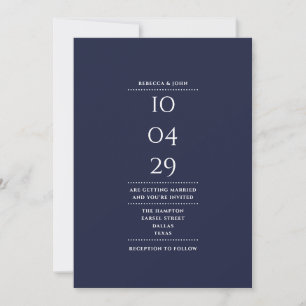 Minimalistische Navyblaue Hochzeitsdatum-Foto-Kart Einladung