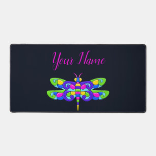 Minimalistische Neon Dragonfly Bold Vibranly Schreibtischunterlage