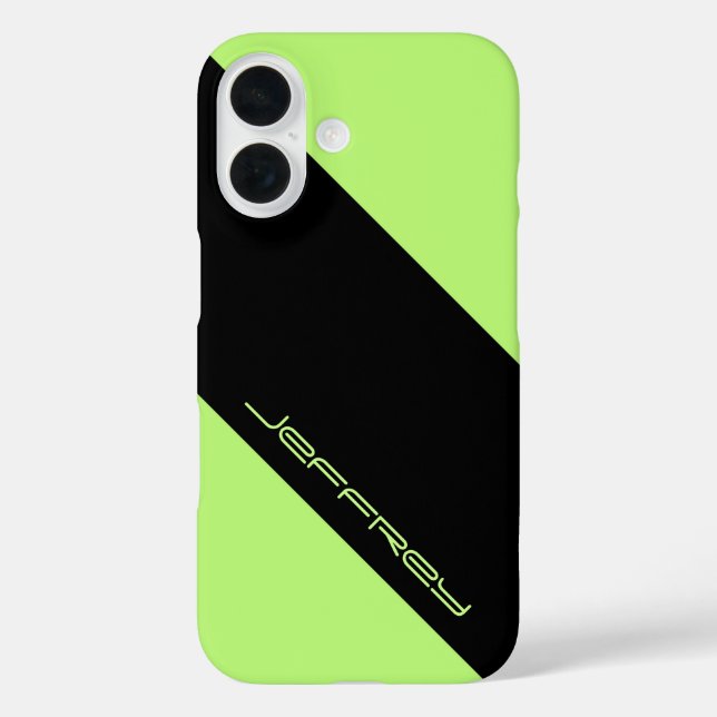 Minimalistische Neon Green & Black mit Namen Case-Mate iPhone Hülle (Rückseite)