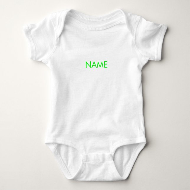 Minimalistische Neon-grüne Buchstaben für Namenste Baby Strampler (Vorderseite)