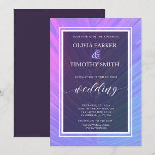 Minimalistische Neon Tropical Palm Wedding Einladung