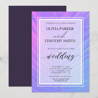 Minimalistische Neon Tropical Palm Wedding Einladung