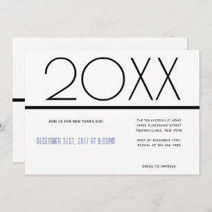 Minimalistische Neujahrsfeier  Einladung