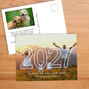 Minimalistische Neujahrsfoto 2027 Feiertagspostkarte
