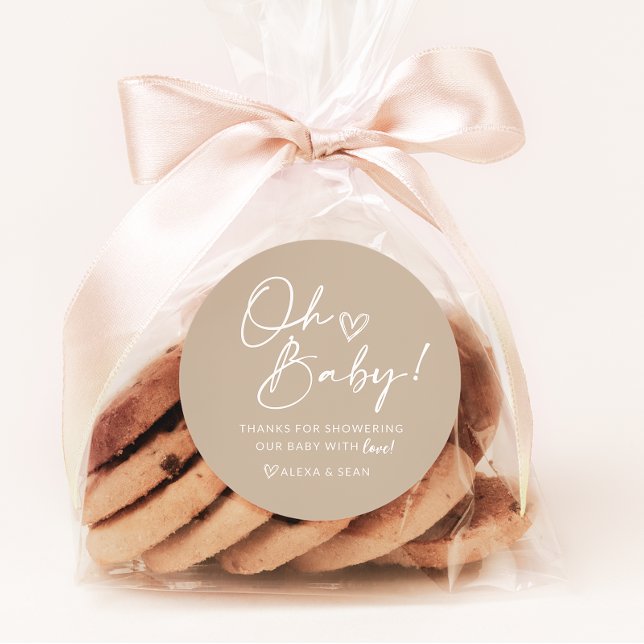 Minimalistische neutrale Babydusche - Pflegeaufkle Runder Aufkleber (Von Creator hochgeladen)