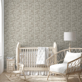 Minimalistische neutrale beige florale Silhouetten Tapete
