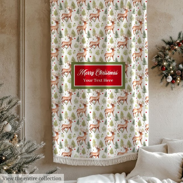 Minimalistische neutrale Farben Rentiere Weihnacht Fleecedecke (Minimalist neutral colors reindeers Christmas Fleece Blanket)