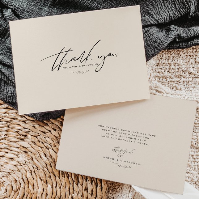Minimalistische neutrale Farbhochzeit dank Karte (Von Creator hochgeladen)