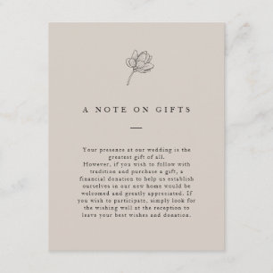 Minimalistische, neutrale Geschenke mit Blumenmoti Begleitkarte
