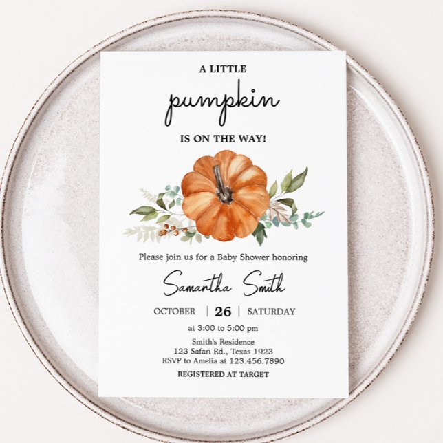 Minimalistische neutrale Pumpkin-Kinderdusche Einladung (Neutral Pumpkin Baby Shower Invitation
)