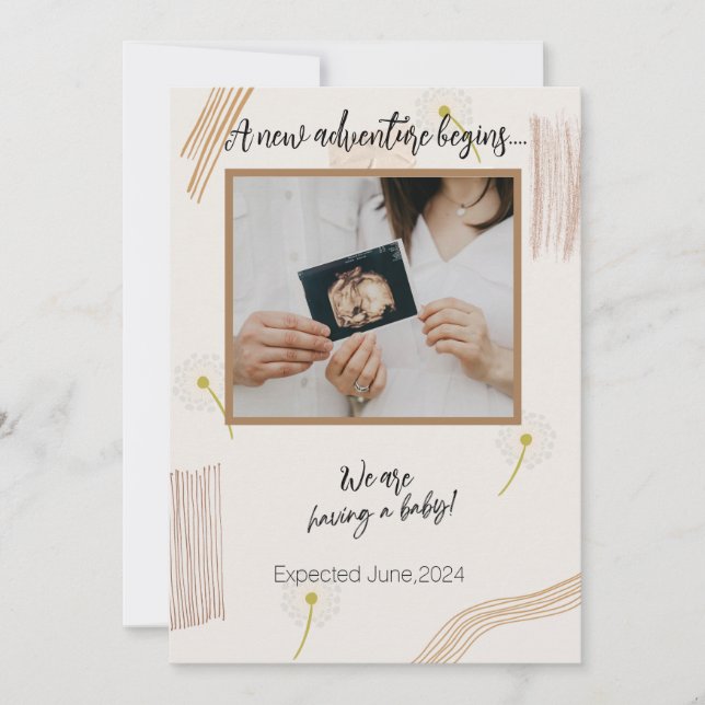 Minimalistische neutrale Schwangerschaftsankündigu Einladung (Vorderseite)