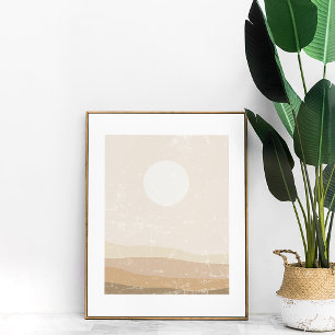 Minimalistische neutrale Sonnenuntergangslandschaf Poster