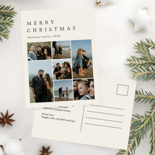 Minimalistische neutrale Weihnachts-Familienfoto-C Feiertagspostkarte