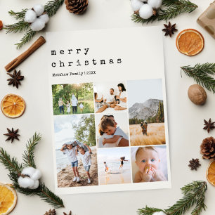 Minimalistische neutrale Weihnachtsfamilienfoto Feiertagskarte