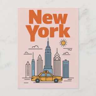 Minimalistische New York City Reise Skyline Postkarte