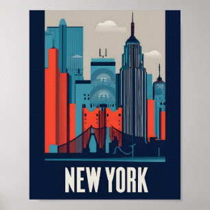Minimalistische New Yorker Landschaft Flat Vector  Poster