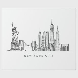 Minimalistische New Yorker Stadt-Skyline-Linienkun Geschenkpapier
