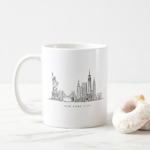 Minimalistische New Yorker Stadt-Skyline-Linienkun Kaffeetasse