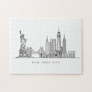 Minimalistische New Yorker Stadt-Skyline-Linienkun Puzzle