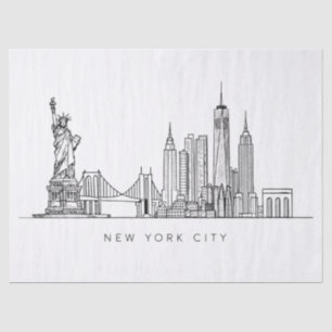 Minimalistische New Yorker Stadt-Skyline-Linienkun Seidenpapier