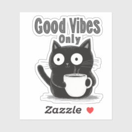 Minimalistische Niedliche Black Cat Positive Kaffe Aufkleber