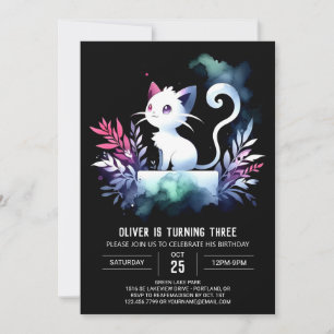 Minimalistische Niedliche Katze Geburtstag Einladung