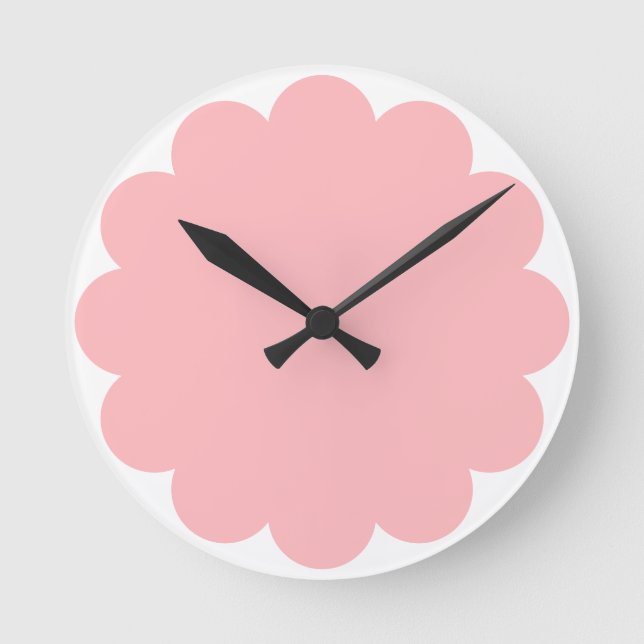 Minimalistische Niedliche Pastell Rosa Blume Silho Runde Wanduhr (Vorderseite)