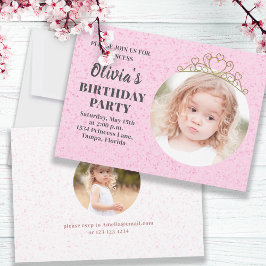 Minimalistische Niedliche Prinzessin Tiara Birthda Einladung