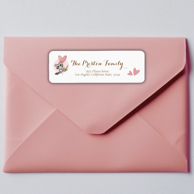 Minimalistische Niedliche Raccoon Baby Dusche Rück (Minimalist Cute Raccoon Baby Shower Return Address Label)