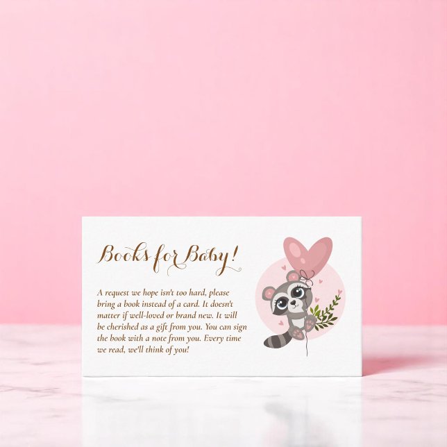 Minimalistische Niedliche Raccoon Baby Showbücher  Begleitkarte (Minimalist Cute Raccoon Baby Shower Books for Baby Enclosure Card)