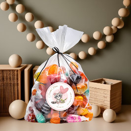 Minimalistische Niedliche Raccoon Babydusche Runder Aufkleber