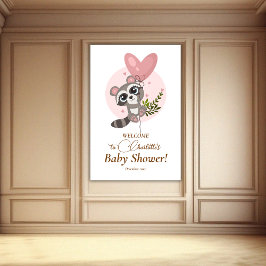 Minimalistische Niedliche Raccoon Babydusche Willk Poster